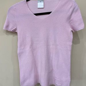 Chanel baby pink knit cotton tee